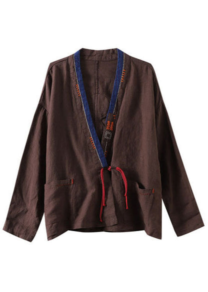Mulberry Embroideried Patchwork Loose Coat Spring