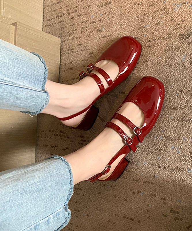 Mulberry Faux Leather Comfy Buckle Strap Chunky Sandals