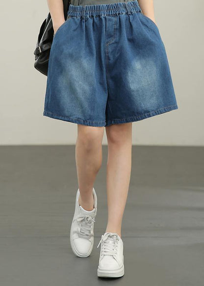 Navy Cotton Pockets Hot Pants Pants Summer