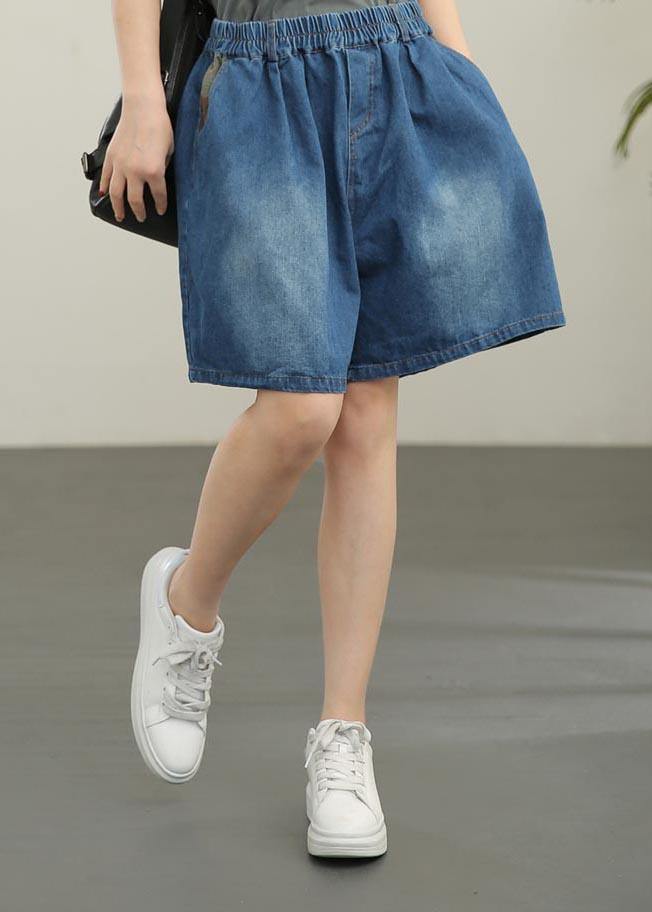 Navy Cotton Pockets Hot Pants Pants Summer