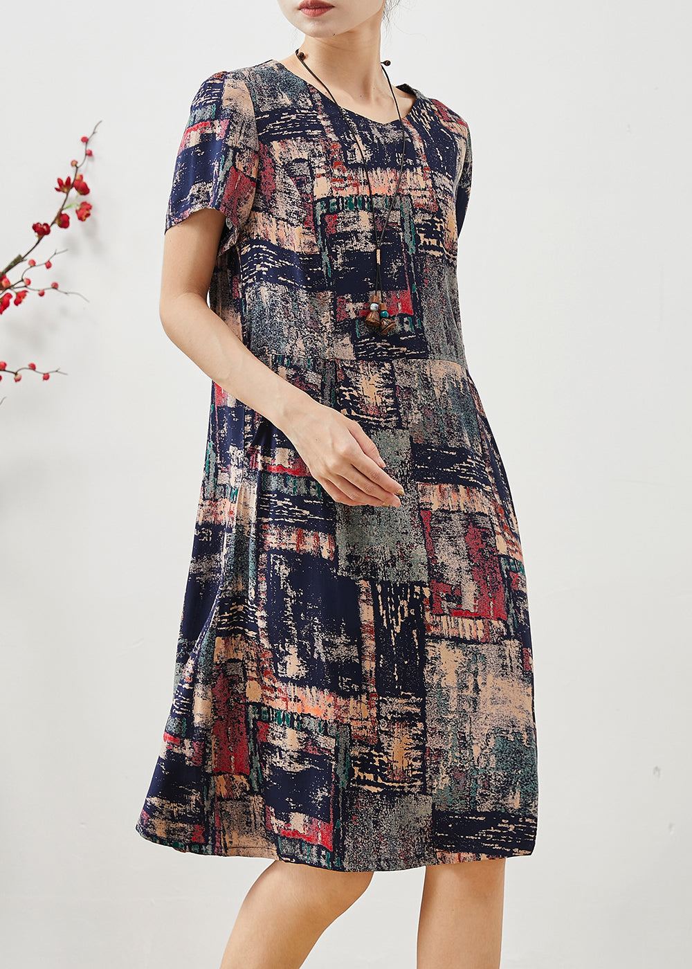 Navy Oversized Tie Dye Cotton Dress Summer