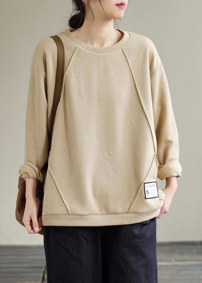 Chic O Neck Patchwork Spring Crane Tops Outfits Khaki Shirt