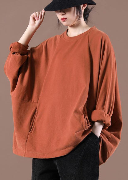 Chic Orange Casual Spring Tops