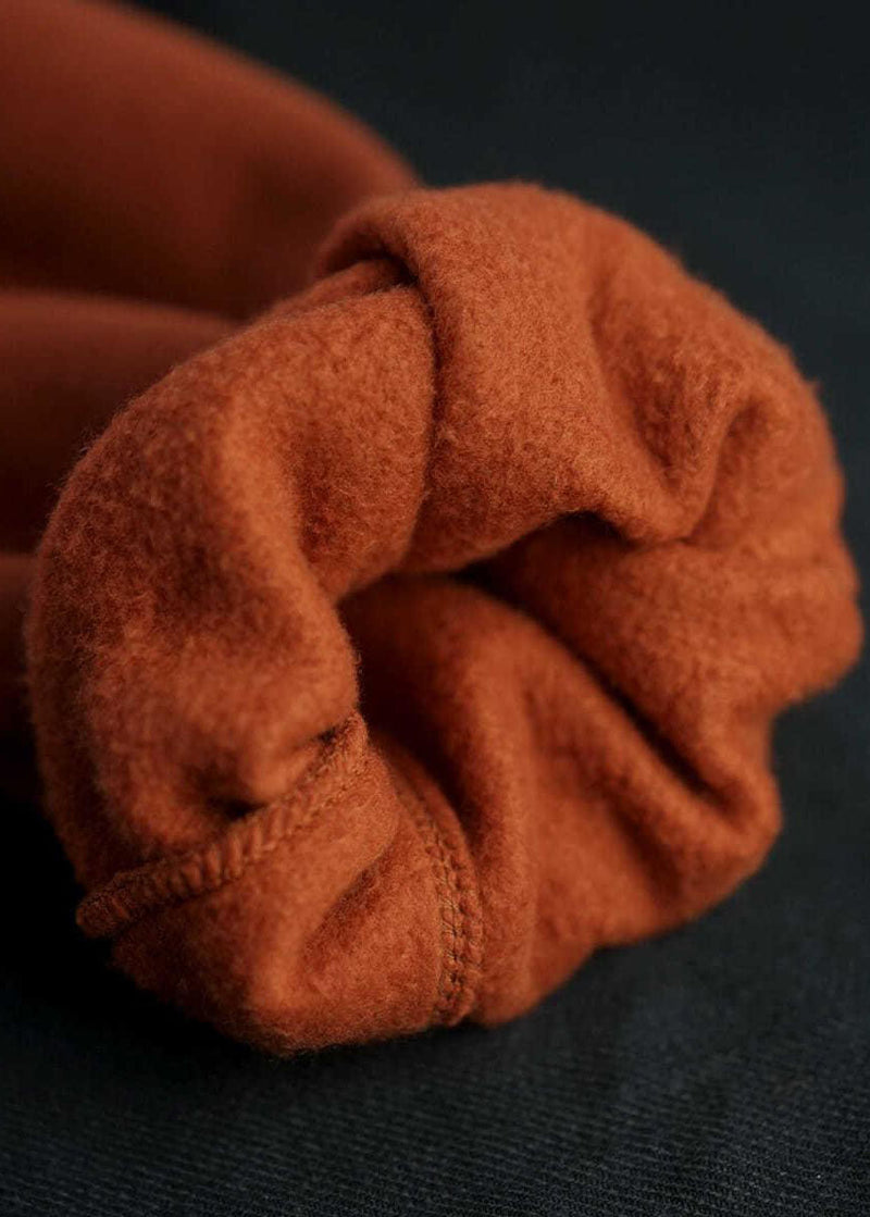 Orange Cinched Pockets Warm Fleece Pants Winter