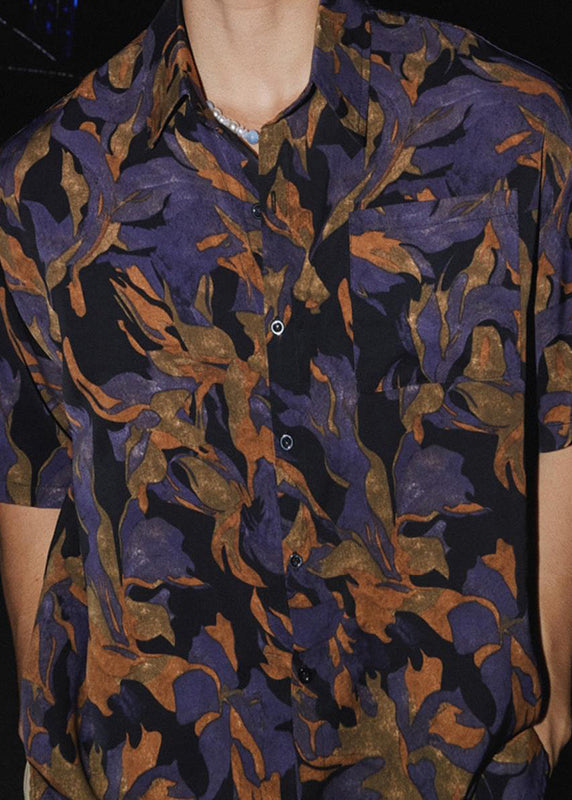 Peter Pan Collar Print Cotton Shirt Summer