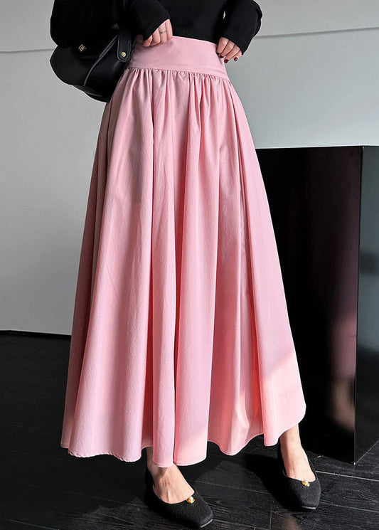 Pink Zippered High Waist Cotton Skirts Spring