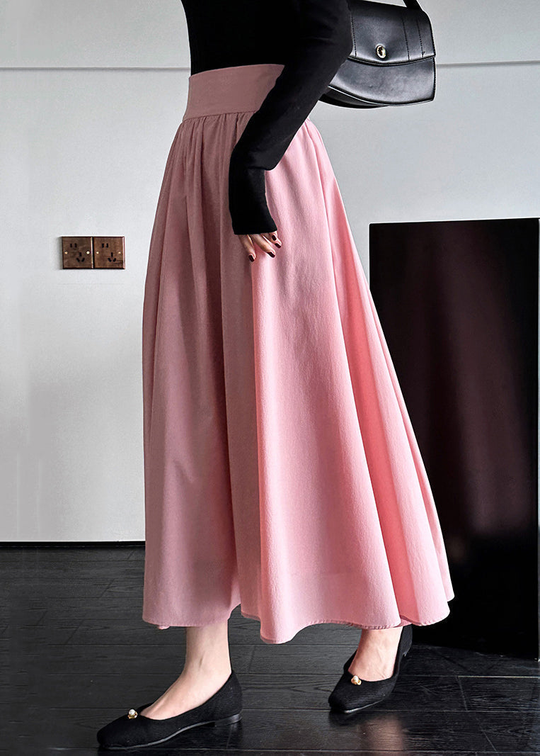 Pink Zippered High Waist Cotton Skirts Spring
