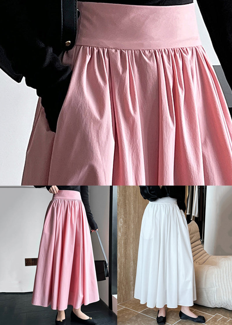 Pink Zippered High Waist Cotton Skirts Spring
