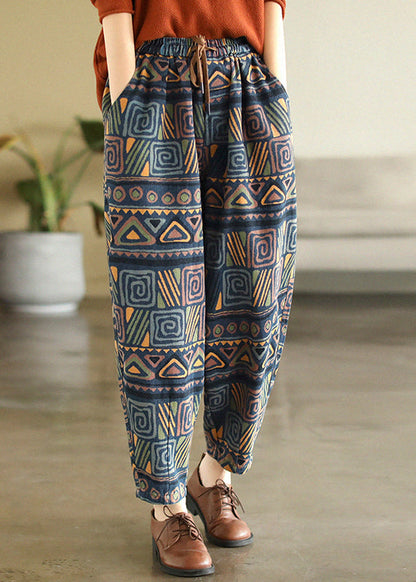 Plaid Pockets Elastic Waist Crop Pants Summer