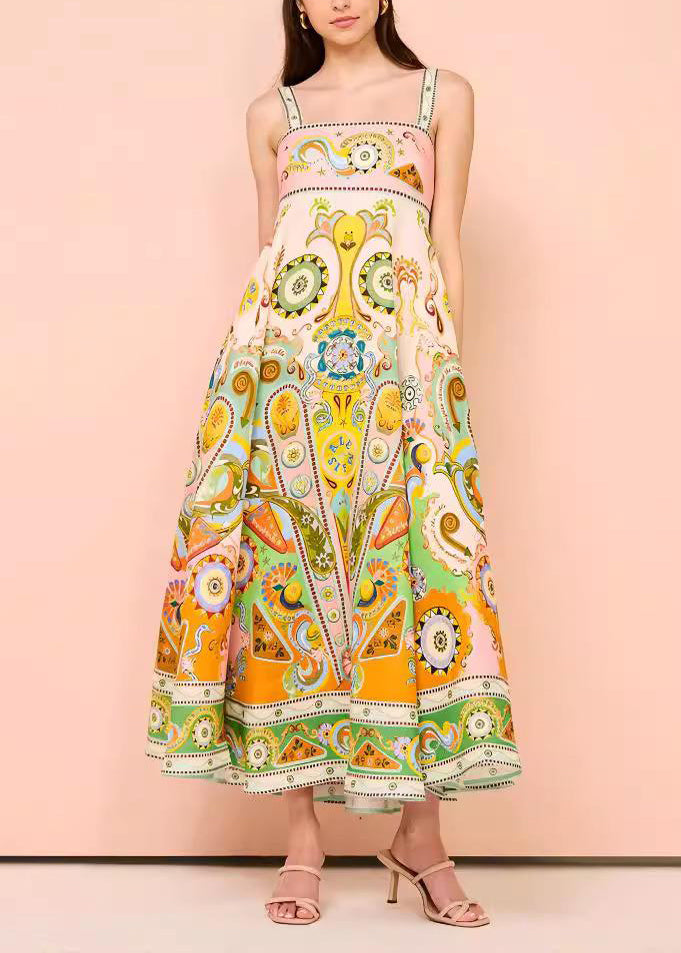 Print Long Spaghetti Strap Sundress Summer