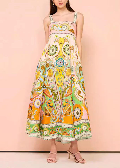 Print Long Spaghetti Strap Sundress Summer