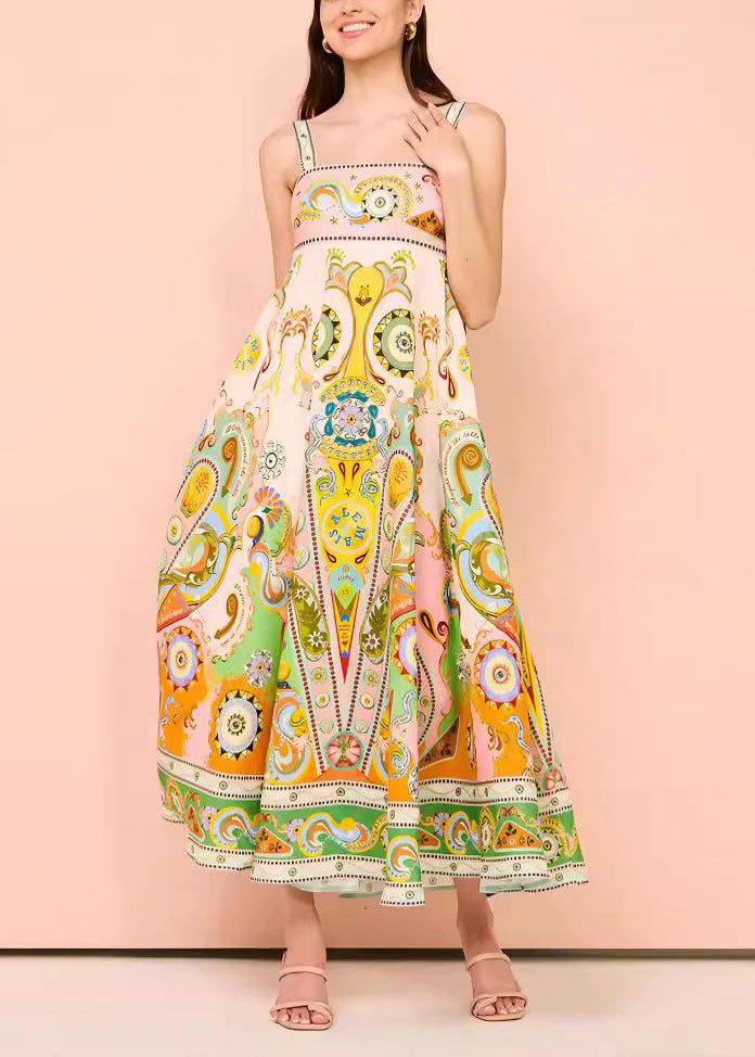 Print Long Spaghetti Strap Sundress Summer