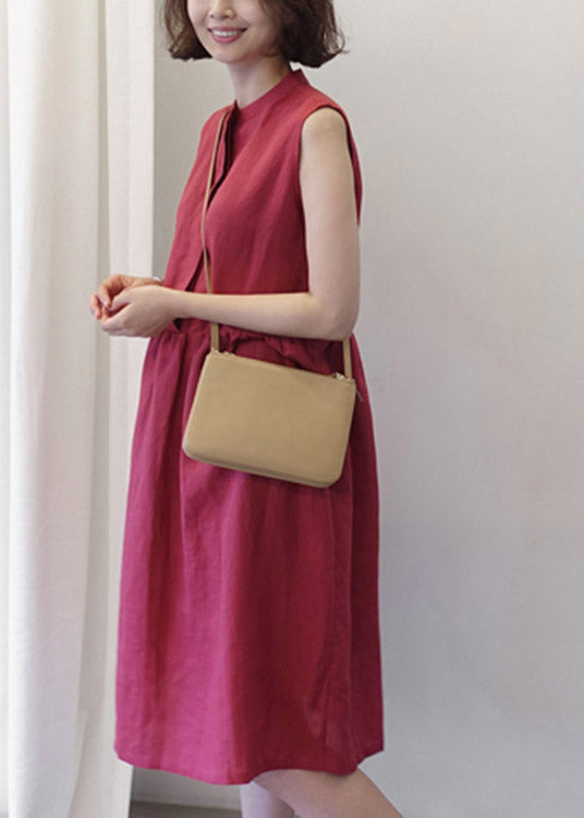 Red O-neck Patchwork Wrinkled Maxi Dresses Summer