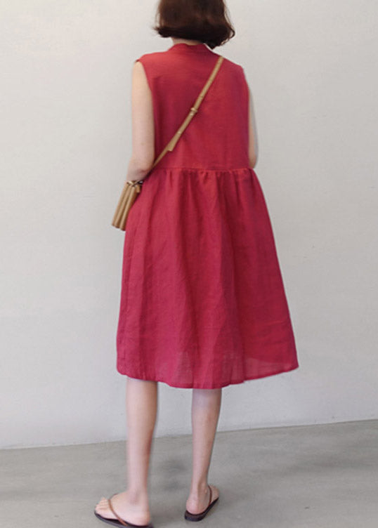 Red O-neck Patchwork Wrinkled Maxi Dresses Summer