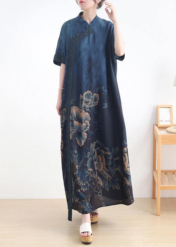 Red Print Chiffon Peony Oriental Summer Dress