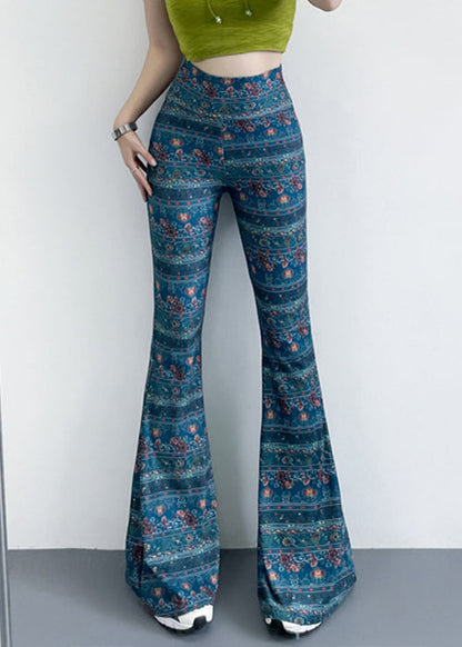 Red Print Elastic Waist Nylon Bottom Trousers