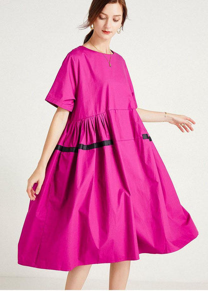 Rose Pockets Summer Cotton Short Sleeve Party Dress