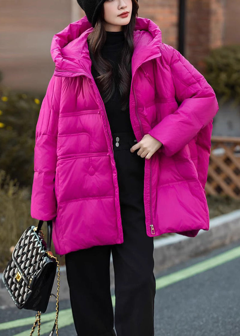 Rose Hooded Duck Down Puffer Jacket Winter
