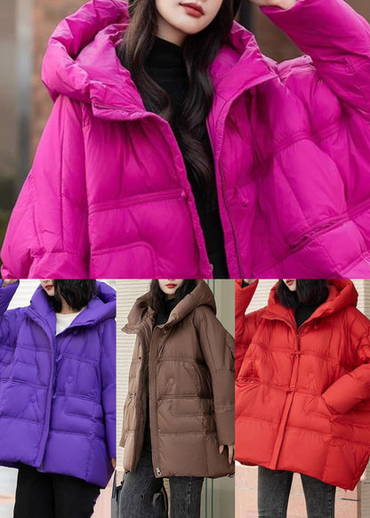 Rose Hooded Duck Down Puffer Jacket Winter