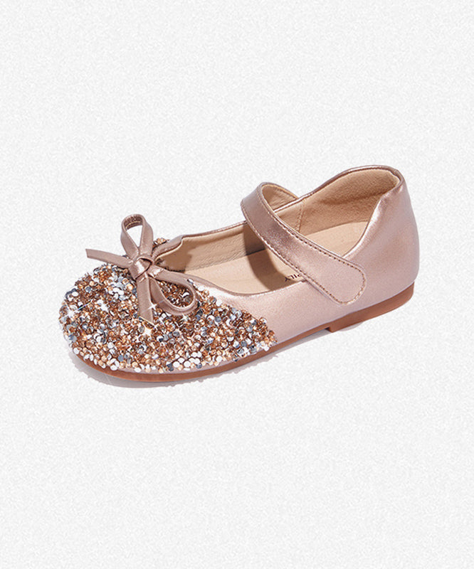 Silvery Bow Buckle Strap Flat Feet Shoes