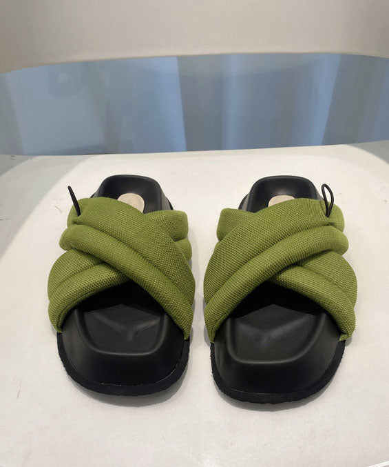 Splicing Platform Green Breathable Mesh Slide Sandals