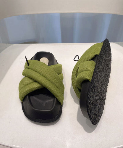 Splicing Platform Green Breathable Mesh Slide Sandals