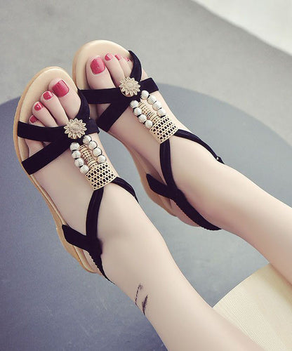Wedge Sandals Comfortable Black Suede