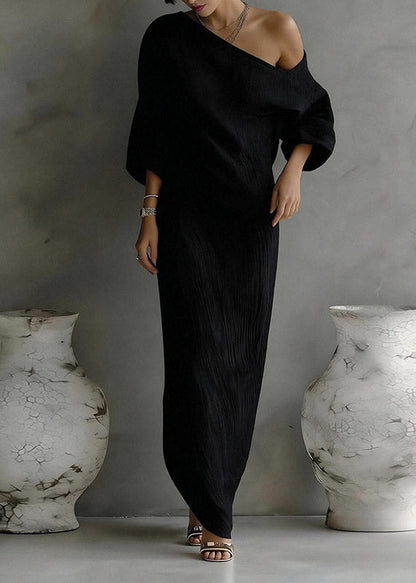White Asymmetrical One Shoulder Maxi Dresses Fall