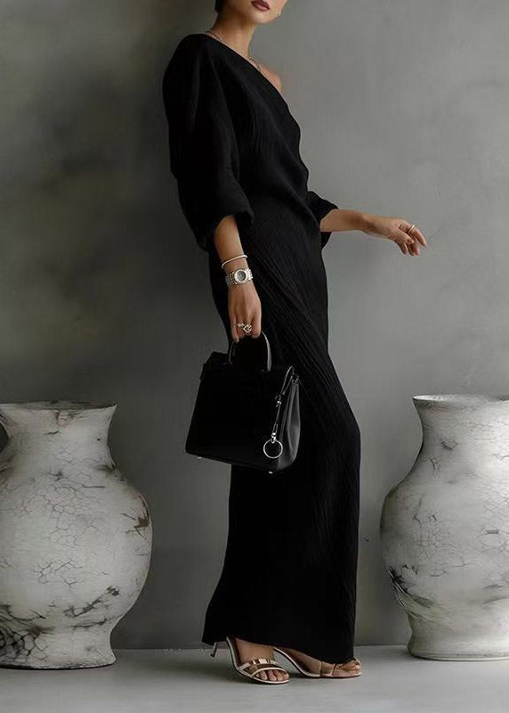 White Asymmetrical One Shoulder Maxi Dresses Fall