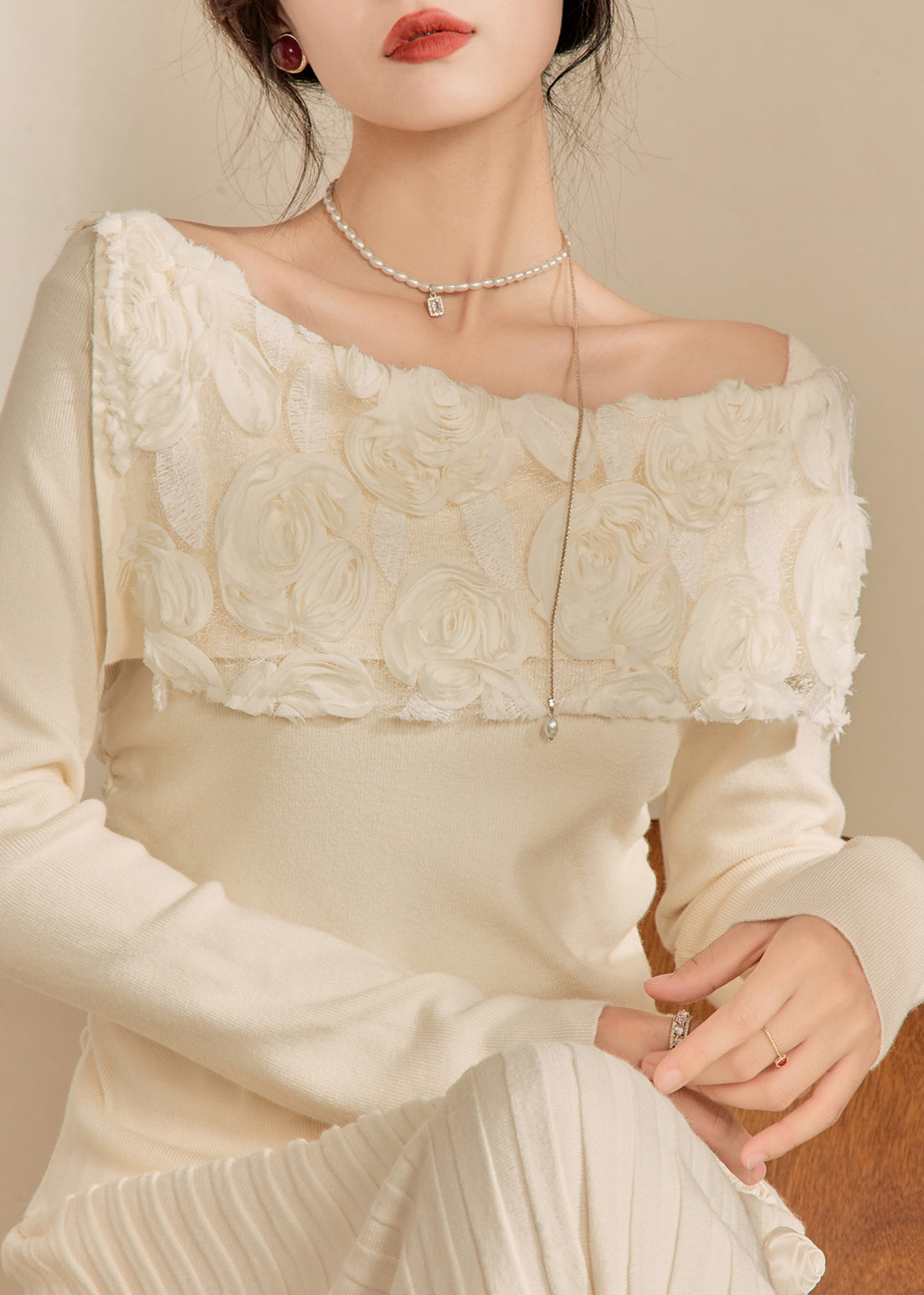 White Cold Shoulder Cotton Knit Sweaters Spring