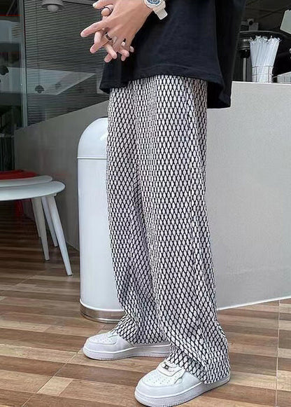 White Oversized Plaid Pants Long Spring
