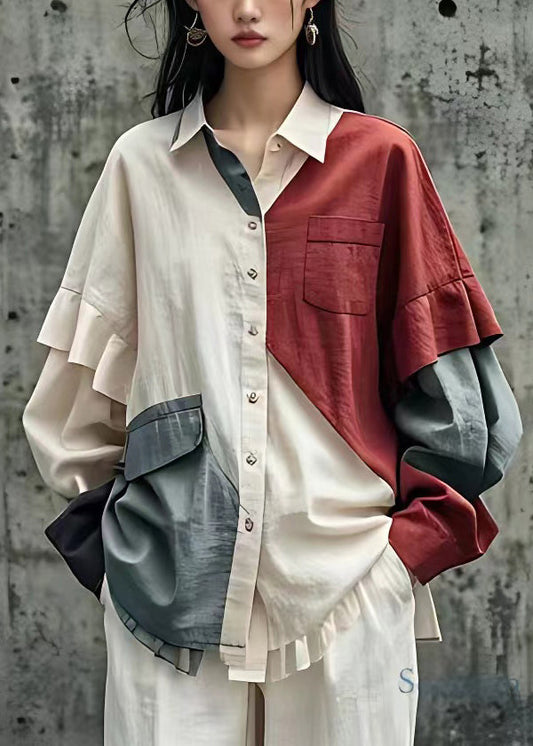 Chic White Peter Pan Collar Button Cotton Shirt Fall