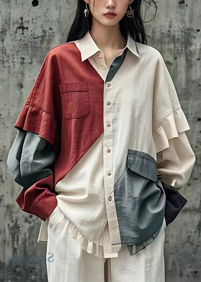 Chic White Peter Pan Collar Button Cotton Shirt Fall