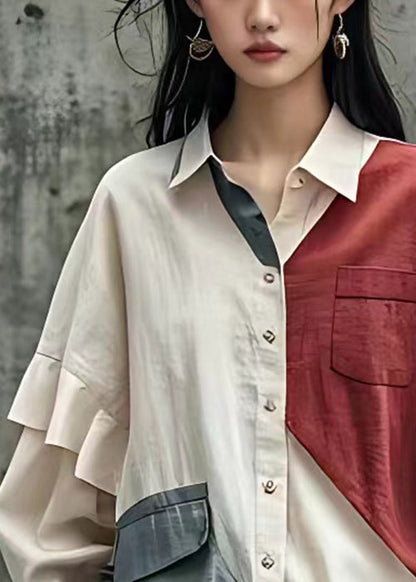 Chic White Peter Pan Collar Button Cotton Shirt Fall