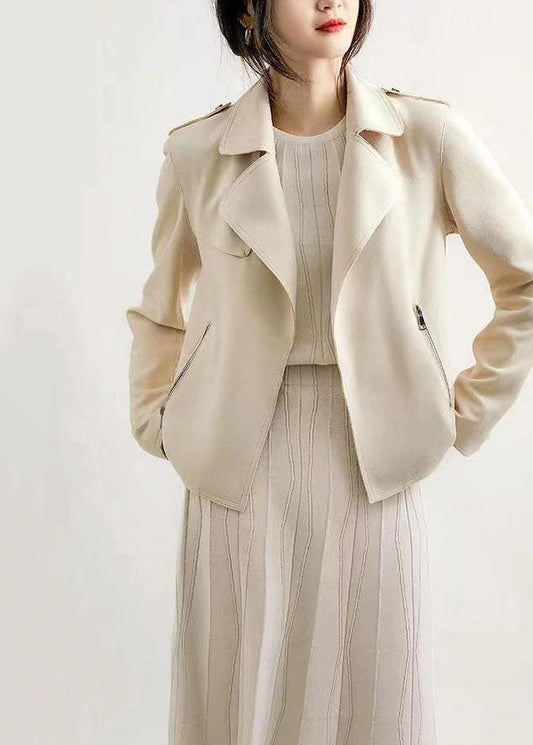 White Peter Pan Collar Pockets Patchwork Cotton Jackets Fall