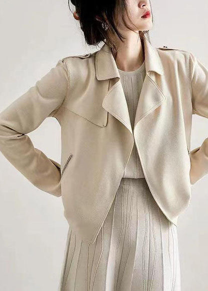 White Peter Pan Collar Pockets Patchwork Cotton Jackets Fall