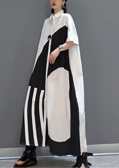 White Peter Pan Collar Print Party Long Dress Spring
