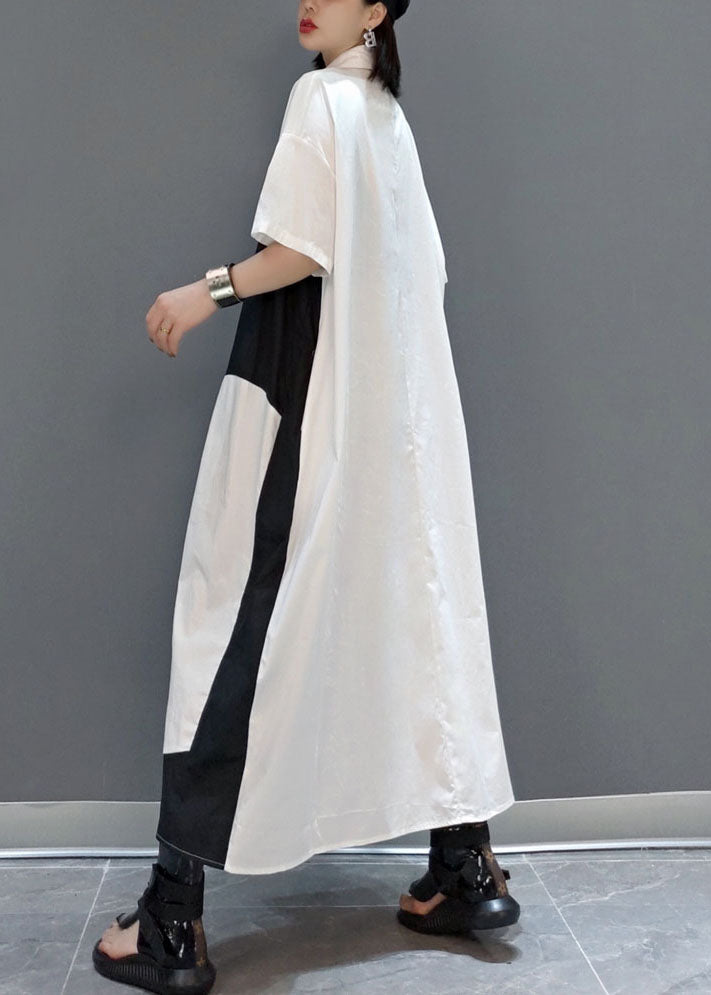 White Peter Pan Collar Print Party Long Dress Spring