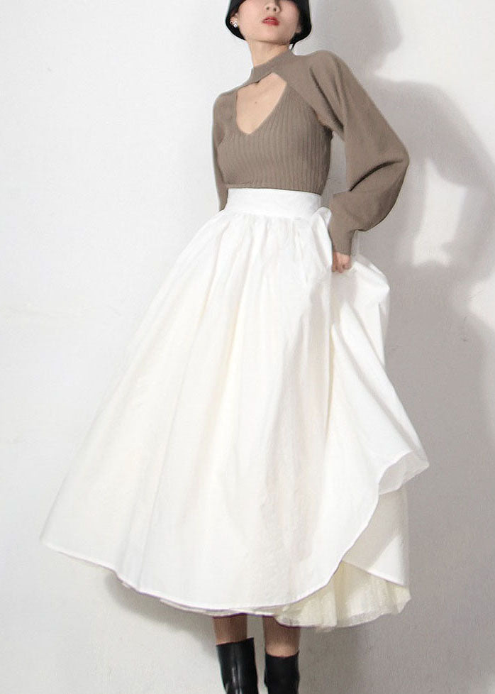 White Zip Up Lace Patchwork Beach Skirts Spring