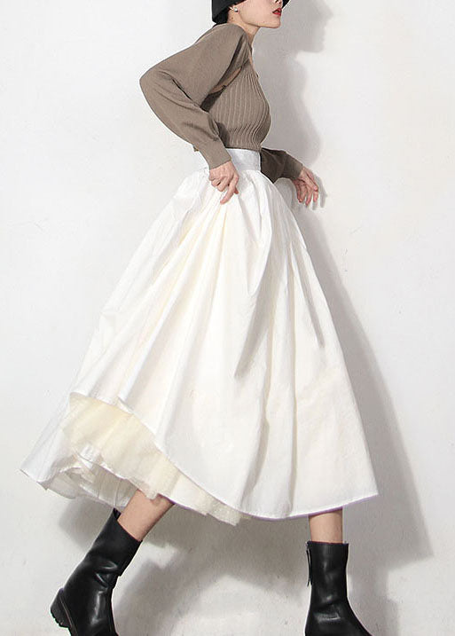 White Zip Up Lace Patchwork Beach Skirts Spring