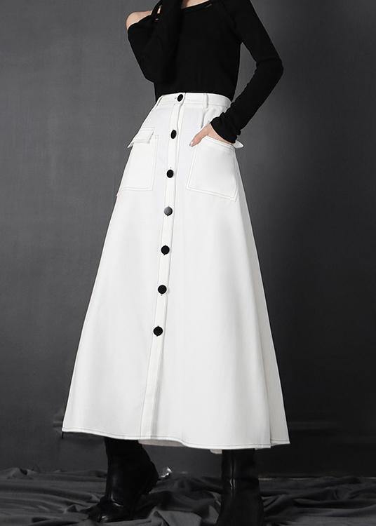 White Zippered a Line Skirts Summer