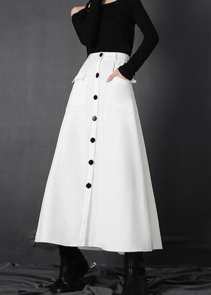 White Zippered a Line Skirts Summer