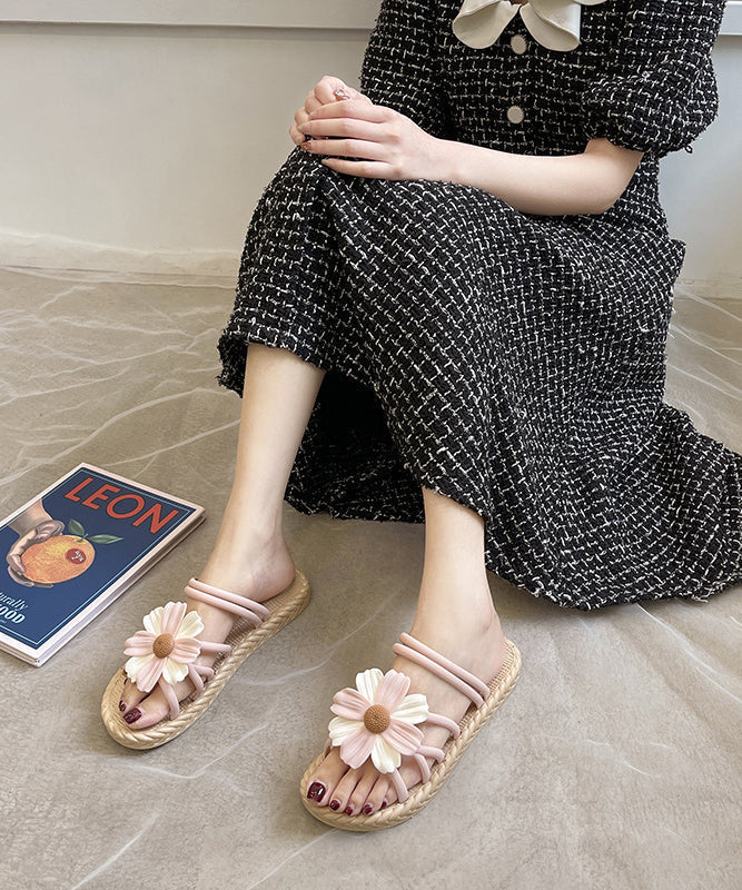 Yellow Splicing Peep Toe Slide Sandals