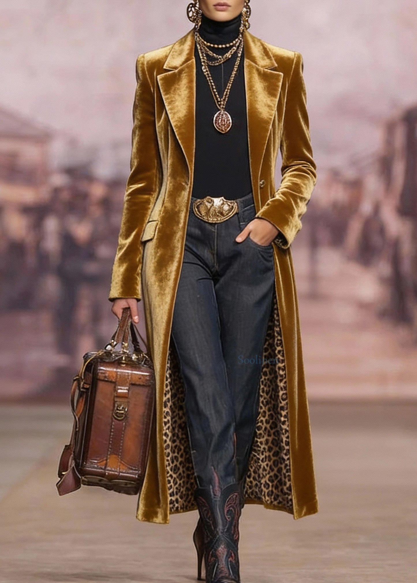 Yellow Peter Pan Collar Pockets Velvet Trench Spring
