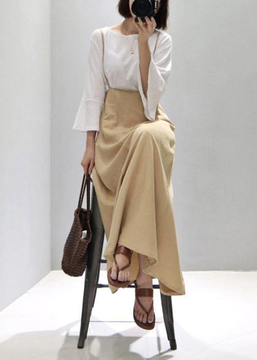 Beige Cotton Tunic Spaghetti Strap Dress Spaghetti Strap Summer Spaghetti Strap Dress