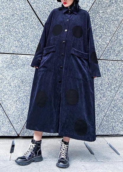 Big Pockets Fine Winter Trench Coat Navy Silhouette Jackets
