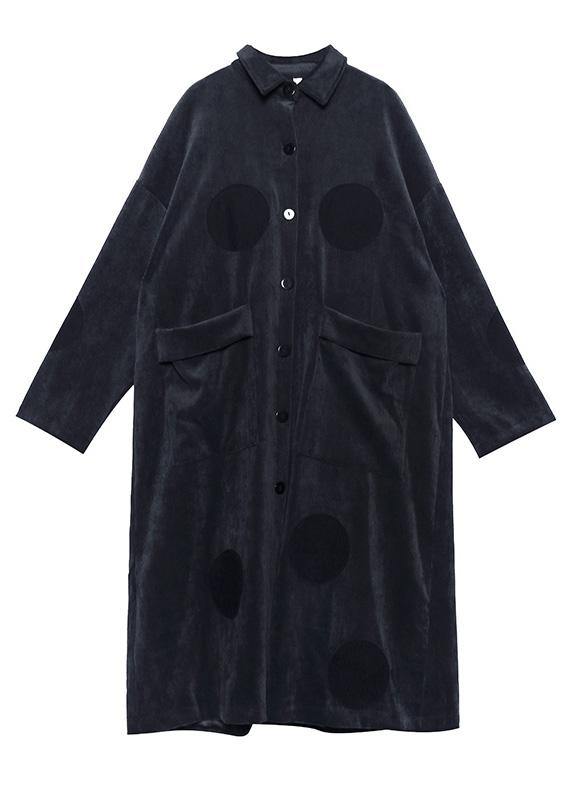 Big Pockets Fine Winter Trench Coat Navy Silhouette Jackets