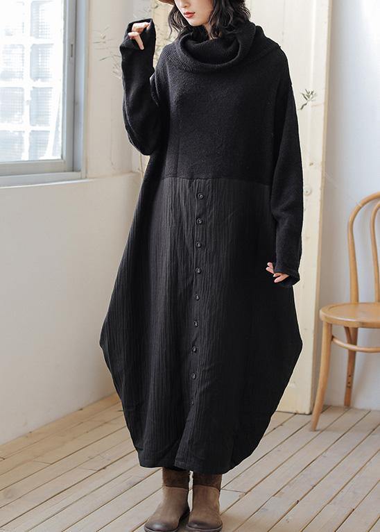 Black Sweater Wardrobes Upcycle High Neck Asymmetric Hipster Knitwear