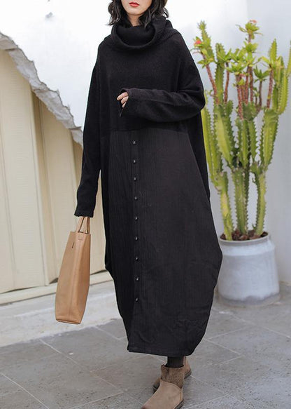 Black Sweater Wardrobes Upcycle High Neck Asymmetric Hipster Knitwear