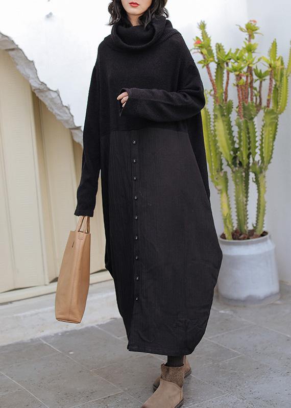 Black Sweater Wardrobes Upcycle High Neck Asymmetric Hipster Knitwear